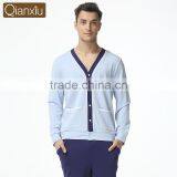 New Arrival Qianxiu Wholesale V-neck Cardigan Men Nighty thumbnail-1