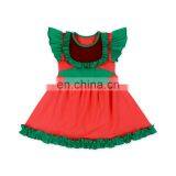 Fashion Children Summer Dress Ruffle Cotton Baby Girls Cute Red and Green Dress thumbnail-1