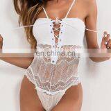 Sexy Women's Wear in Stock V-neck Lace Hollowed-out Onesie Lingerie thumbnail-2