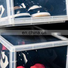 Custom Thicker Version High Transparent Plastic Clear PS Personalised Magnet Side Open Shoe Sneaker Box For Shoe Storage thumbnail-3