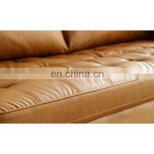 Tan Faux Leather 3-Seater Tuxedo Sofa With Square Arms thumbnail-3