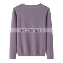 Super Soft 100% Cashmere Sweater for Women Custom Logo Knitted With Chinese Style Crew Neck Solid Pattern for Winter thumbnail-2