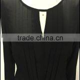 Middle Aged Women Black Silk Fold Blouse thumbnail-5