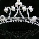 Crystal Bridal Wedding Crown With Pearl Hair Comb Tiaras, Fashion Wedding Crown thumbnail-3
