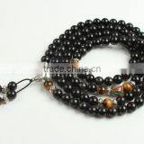 8mm Multilayer Yellow Tiger Eye and Black Obsidian Malas Prayer Beads Bracelet thumbnail-4