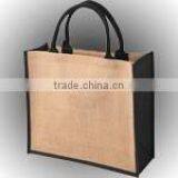 Jute Bags With Cord Handle and Black Gusset Plain thumbnail-1