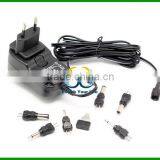 12W Universal AC Wall Plug in Power Adapter 3v 4.5v 5v 6v 7.5v 9v 12v 1A Charger With 6 Pieces Connection Tip Power Supply