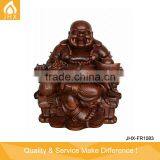 Wood Grain Laughing Buddha Statue For Sale thumbnail-1