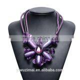 Europe and the United States Flowers Hand Woven Leather Necklace thumbnail-2