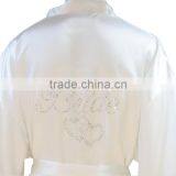 2902 Wedding Rhinestone Bride Robe Silky Satin Bride Bridesmaid Robe Gown thumbnail-1