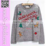 Wholesale Adult Gray Ugly Christmas Jumper Sweater With Snowflake and Deer Quality Choice thumbnail-1