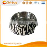 Chi-buy Zebra-stripe Detachable Dual Melamine Pet Bowl antiskid Dog cat food water Bowl, L Size:6.50"LX8.66"WX2.87"H