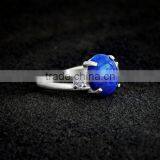 Falak Gems Lapis and Sterling Ring - White CZ Accent, Sterling Silver Swirl, Twist, Lapis Lazuli Rings thumbnail-1