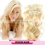 Blonde Cambodian Human Hair Wavy Clip In Hair Extension thumbnail-2