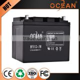 New product in china 12V 38ah lowest electrical UPS battery