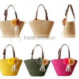 Fashion rattan handbags star decorate beach tote bag