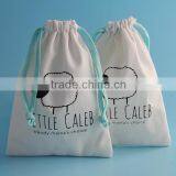 Promotion Custom Logo Jewelry Small White Drawstring Cotton Pouch thumbnail-1