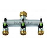 Garden Hose Connector, Brass 3 Way Hose Connector With Valve Garden Accessories thumbnail-1