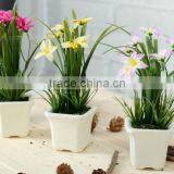 New Design Home Table Decor Silk Flowers Small Artificial Potted Orchids thumbnail-2