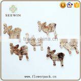 Small Deer Natural Flower Wood Bark Engraving thumbnail-3