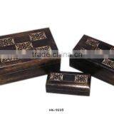 Wooden Jewelry Box,Mango Wood Box Set of 3 Pieces,Wooden Trinket Box,Decorative Boxes thumbnail-1