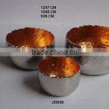 Metal Copper Colours Inside Aluminium Votive With Nickel Finish Set of 3 Pcs With Flame Like Edges Can be in Any Colour thumbnail-1