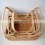Spilt Wood Hand Made Cheap Folding Wooden Basket Basket Fruit Basket thumbnail-3