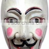 Hand Crafted Wooden Mask of Anonymous Wall Hanging Made In Nepal thumbnail-1