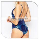 Metallic Foil Snake Print Lattice Women Bodysuit thumbnail-3
