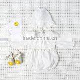 Wholesale Newborn Solid White Lace Romper With Embroidery thumbnail-1