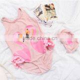 2017 Hot Sale Baby Girls Swan Printed Swimwear With Hat Suit thumbnail-4