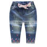 New Arrival for Girl Jeans Embroidery With Floral Bow thumbnail-1