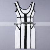 White And Black Striped 2014 New Ladies Mini Sexy Bodycon HL Bandage Dress Celebrity Style Dresses thumbnail-6