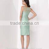 Sexy Light Blue Strap Lace Knee Length Wedding Apparel for Mothers thumbnail-2