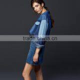 Hot Sale Women Denim Shirt With Pocket and Block Fashion Design Hot Sale thumbnail-3