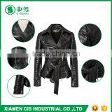 Custom Brand Fashion Fancy Slim Fit Women Black Sexy Leather Jacket thumbnail-3