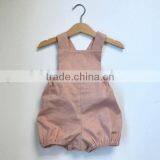 Summer Latest Design Baby Girls Clothes Toddler Soild Pink Jumpsuit Infant Sleeveless Linen Fabric Romper thumbnail-4