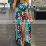 Zm50311b Hot Sell Cheap Plus Size Women Clothes off Shoulder Printed Lady Dress thumbnail-1