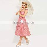 Vintage Dress 1950s Red Plaid Elegant Dresses Girls Party Dresses With Pocket thumbnail-3