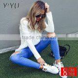 Autumn Criss Cross Top Backless Knitted Sweater Women 2017 Spring Oversized Knitwear Loose Jumpers White Pullover thumbnail-6