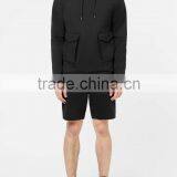 Classic Fit Custom Made Black Hoodie Wholesale Front Pockets Plain Hoodies for Men 2016 thumbnail-2