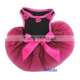 Black Hot Pink Flower Rose Princess Bow Tutu Dog Clothes Wedding Party Dress XS-L thumbnail-1
