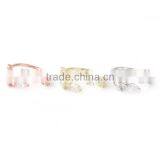 White Copper Open Rings Gold Plated Leaf thumbnail-3