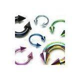 PVD Plated Internally Threaded Horseshoes Spike Circular Barbell Jewelry, Titanium Anodized thumbnail-1