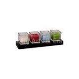 6*6cm Frosted / Clear Square Glass Scented Candle Jars with Wooden Tray TS-CC051