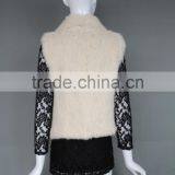 Classic Style Modern Women Warm Soft Rabbit Fur Knitted Vest Short With Collar thumbnail-4