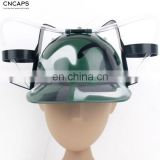 Plastic customized helmet plastic beer drinking cap w / straw and beer holder CNCAPS