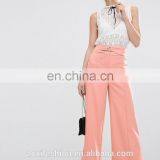 OEM Service China Manufacturer Pink Casual Loose Wide Leg Latest Design Ladies Office Pants thumbnail-2