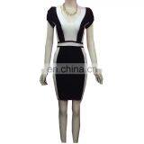 2017 Summer Fashion Short Sleeve White Black Contrast Color Bandage Celebrity Dresses for Women thumbnail-3