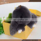 Colored Rabbit Shape Chain Custom Keychain Soft Rabbit Fur Ball Key Chain thumbnail-1